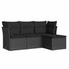 vidaXL sofas&aelig;t til haven 4 dele med hynder polyrattan sort