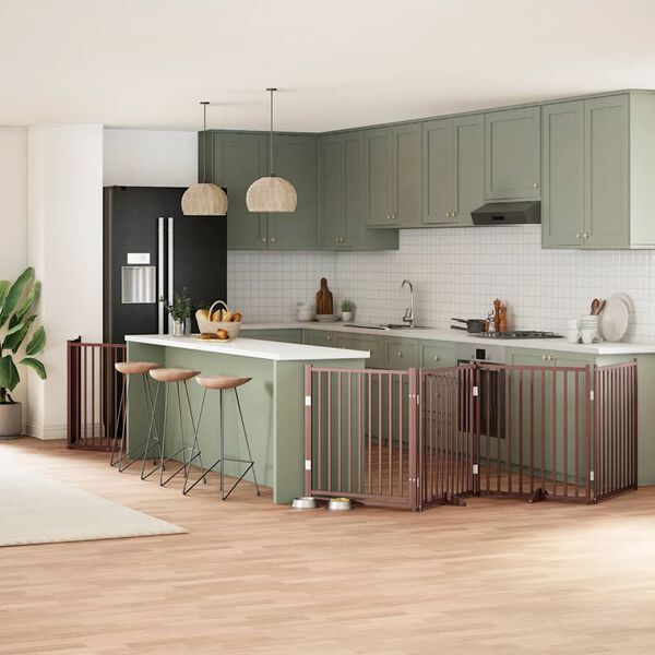 vidaXL hundel&aring;ge med d&oslash;r 8 paneler 640 cm foldbar poppeltr&aelig; brun