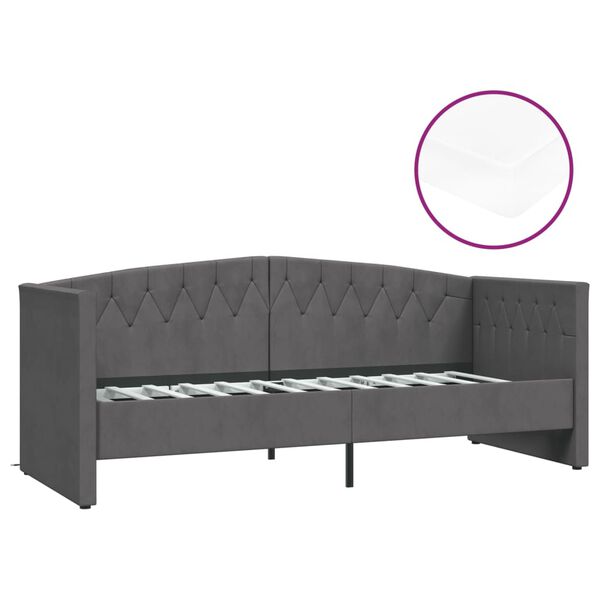 vidaXL daybed med madras og USB 90x200 cm fl&oslash;jl m&oslash;rkegr&aring;