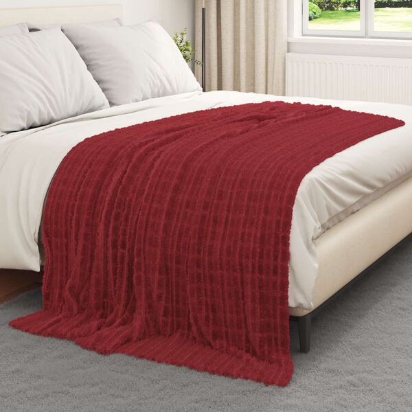 vidaXL Throw t&aelig;ppe Bordeaux R&oslash;d 200 x 150 cm Fleece
