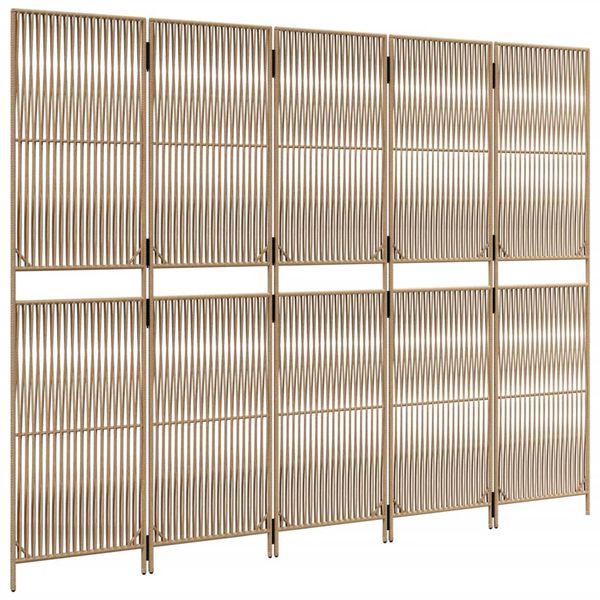 vidaXL rumdeler 5 paneler polyrattan beige