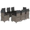 vidaXL spisebordss&aelig;t til haven 9 dele med hynder polyrattan gr&aring;