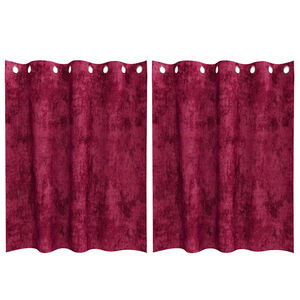 vidaXL Velour Gardiner med gardiner 2 pcs Vinr&oslash;d 140 x 140 cm Fl&oslash;jl