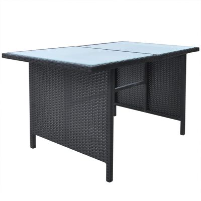 vidaXL udendørs spisebordssæt 6 dele med hynder polyrattan sort