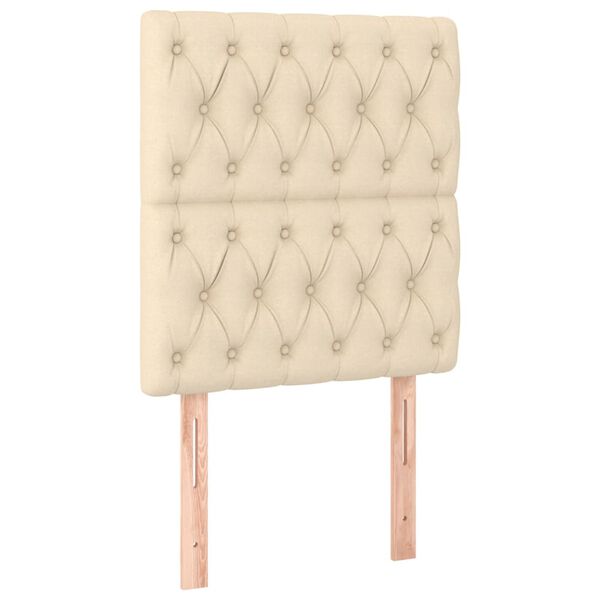 vidaXL sengegavl med LED-lys 80x7x118/128 cm stof cremefarvet