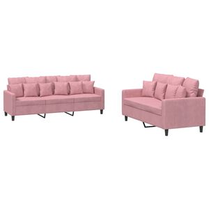 vidaXL sofas&aelig;t 2 dele med hynder velour lyser&oslash;d