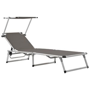 vidaXL foldbar liggestol med tag aluminium og textilene gr&aring;