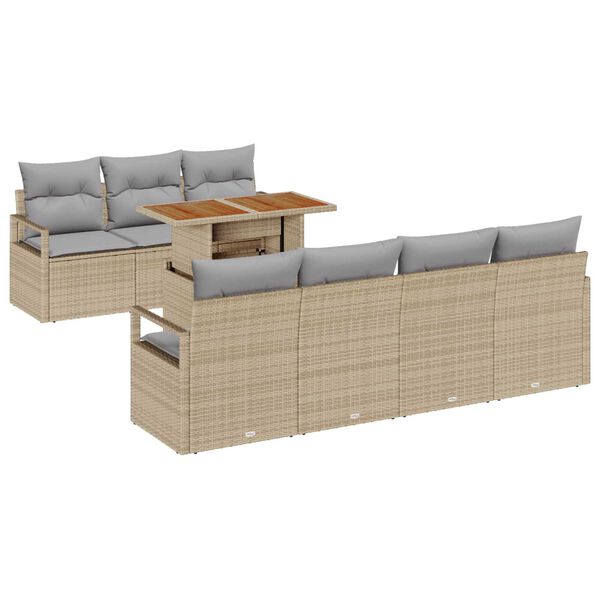 vidaXL Havesofa S&aelig;t med opbevaring 8 pcs Beige Poly rattan