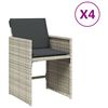 vidaXL havestole 4 stk. med hynder polyrattan lysegr&aring;
