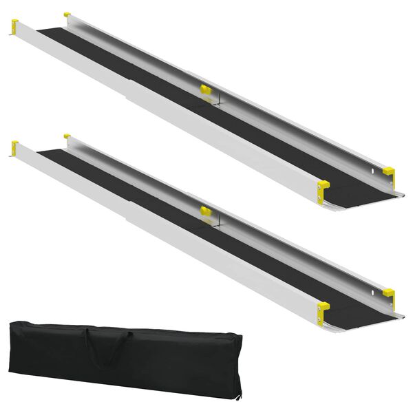 vidaXL Kørestolsrampe 2 pcs Sort 184,5 x 18,5 x 5 cm Aluminium