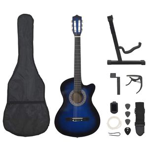 vidaXL klassisk western guitars&aelig;t 12 dele med 6 strenge 38" bl&aring;