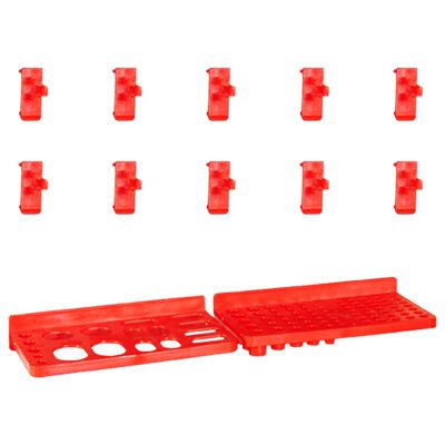 vidaXL opbevaringsreol med vægpaneler 29 dele rød og sort