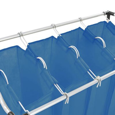 vidaXL vasketøjskurv med 4 poser stål blå