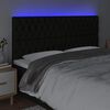 vidaXL sengegavl med LED-lys 200x7x118/128 cm stof sort