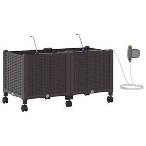 vidaXL Havekrukke med vanding og hjul 2 stk. Brun 80 x 40 x 43,5 cm PP