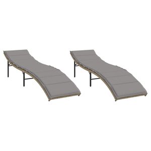 vidaXL liggestole 2 stk. med hynder polyrattan beige