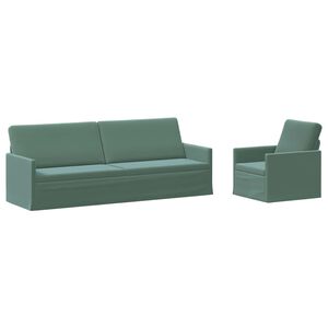 vidaXL Sofa S&aelig;t 2 pcs Havgr&oslash;n Velour (V)
