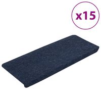 vidaXL selvklæbende trappemåtter 15 stk. 65x24,5x3,5 cm blå