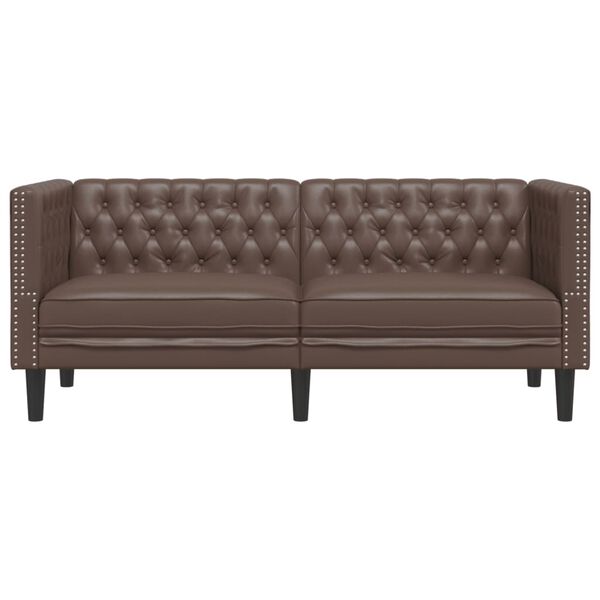 vidaXL 2-personers Chesterfield-sofa kunstl&aelig;der brun