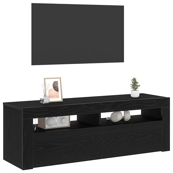 vidaXL TV-skab med LED Sort eg 120 x 35 x 40 cm Konstrueret tr&aelig;