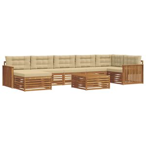 vidaXL Sofas&aelig;t med pude 8 pcs Naturlig og Beige Massivt Akacietr&aelig;