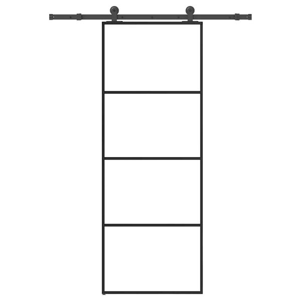 vidaXL skydedør med hardwaresæt 76x205 cm sikkerhedsglas aluminium