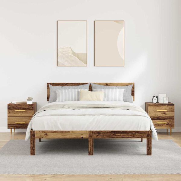 vidaXL Natskab 2 pcs Gammelt tr&aelig; 40 x 35 x 47,5 cm Konstrueret tr&aelig;