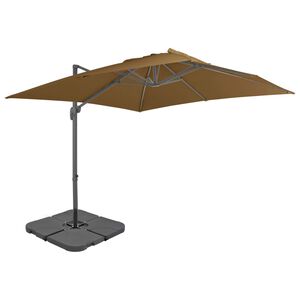 vidaXL haveparasol m. transportabel fod gr&aring;brun