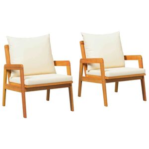 vidaXL Have Stol med pude 2 pcs Olie Naturlig Massivt Akacietræ