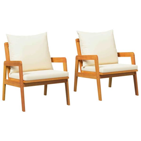 vidaXL Have Stol med pude 2 pcs Brun Massivt akacietræ