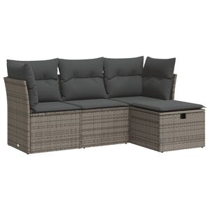 vidaXL sofas&aelig;t til haven 4 dele med hynder polyrattan gr&aring;