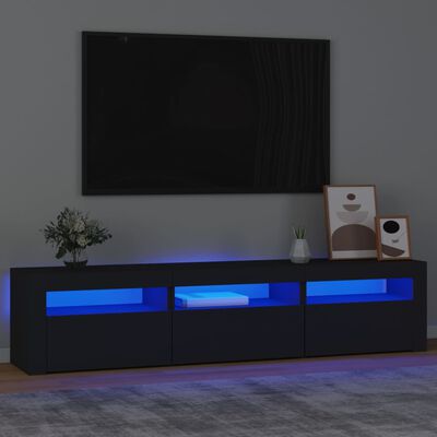 vidaXL tv-bord med LED-lys 180x35x40 cm sort