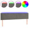 vidaXL sengegavl med LED-lys 200x5x78/88 cm velour m&oslash;rkegr&aring;