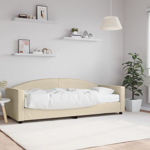 vidaXL daybed med madras 80x200 cm stof cremefarvet