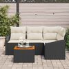 vidaXL Havesofa S&aelig;t med pude 5 pcs Sort polyrattan