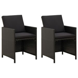 vidaXL havestole med hynder 2 stk. polyrattan sort