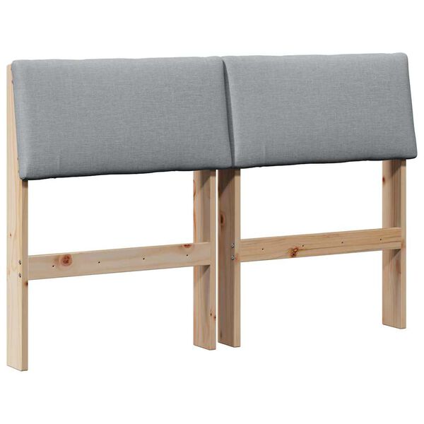 vidaXL Polstret sengegavl Lysegr&aring; 120 cm Massiv fyrretr&aelig;