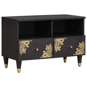vidaXL TV-skab med skuffe Sort 70 x 33 x 46 cm Massivt mangotr&aelig;
