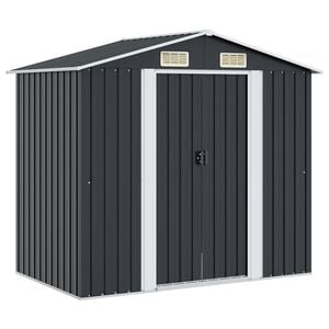 vidaXL opbevaringsskur til haven 204x132x186 cm st&aring;l antracitgr&aring;