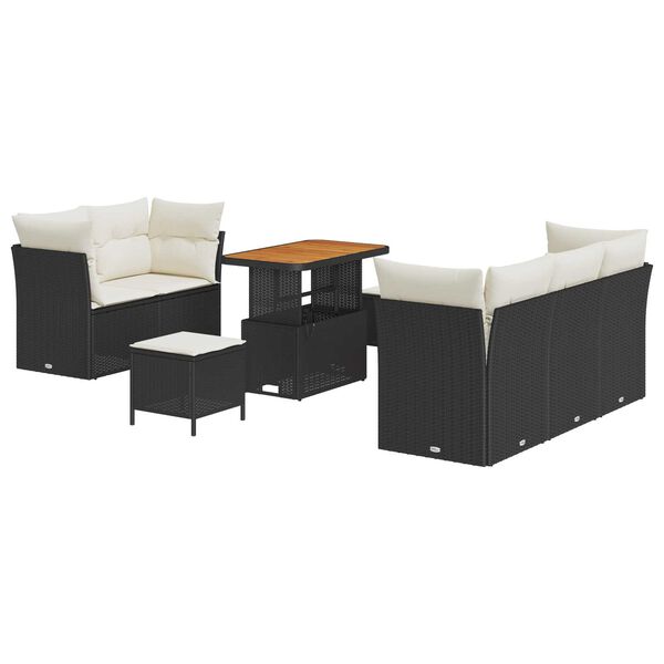 vidaXL Havesofa S&aelig;t 8 pcs Sort polyrattan