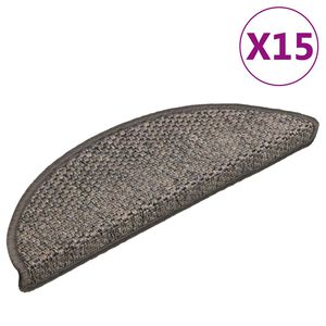 vidaXL selvkl&aelig;bende trappem&aring;tter 15 stk. 56x17x3 cm sisal gr&aring;-beige