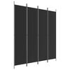 vidaXL 4-panels rumdeler 200x220 cm stof sort