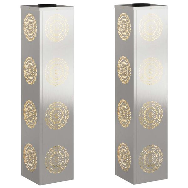 vidaXL Solar LED sti lys 2 pcs S&oslash;lv Rustfrit st&aring;l