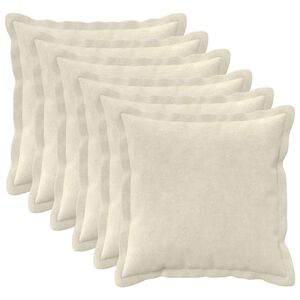 vidaXL Pude 6 stk. HOUTEN Cremefarvet 30 x 30 cm Mikrofiber Fleece
