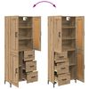 vidaXL Highboard med skuffe 2 pcs Artisan Egetr&aelig; Konstrueret tr&aelig;