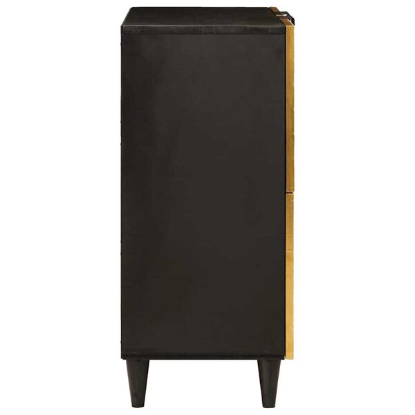 vidaXL Sideskab Sort og Guld 60 x 33.5 x 75 cm Massivt mangotræ