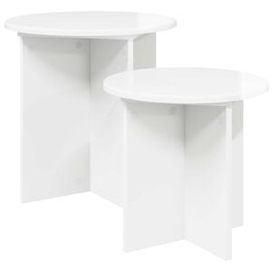 vidaXL Sidebordss&aelig;t 2 stk. Hvid h&oslash;jglans &Oslash; 45 x 45 cm Konstrueret tr&aelig;