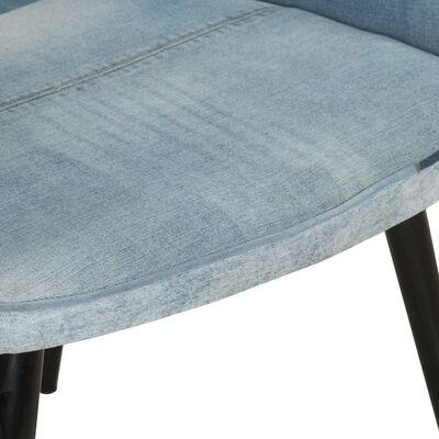 vidaXL lænestol med fodskammel denim-patchwork kanvas blå