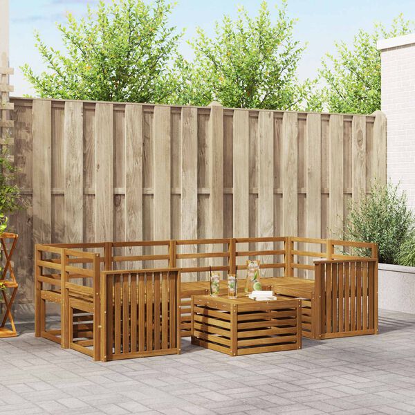 vidaXL Sofas&aelig;t 7 pcs Naturfarvet Massivt Akacietr&aelig;