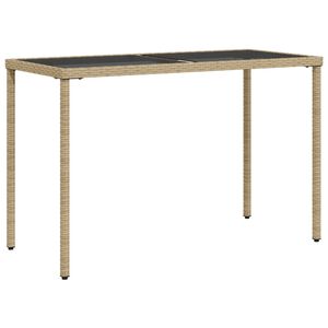 vidaXL havebord med glastop 115x54x74 cm polyrattan beige